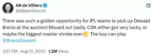 AB de Villiers Backtracks on Dewald Brevis IPL Comment, Denies Rule Violation Concerns