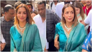 Malaika Arora Seeks Blessings at Lalbaugcha Raja During Ganesh Chaturthi 2025: Watch Viral Video of Her Radiant Ethnic Look