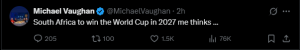 Michael Vaughan Predicts South Africa to Clinch 2027 Cricket World Cup After England Domination