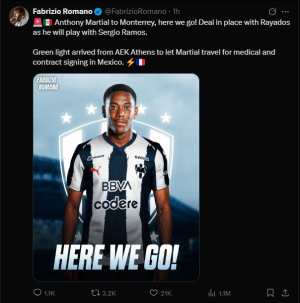 Former Manchester United Star Anthony Martial Eyes Liga MX Revival with Monterrey, Set to Join Sergio Ramos